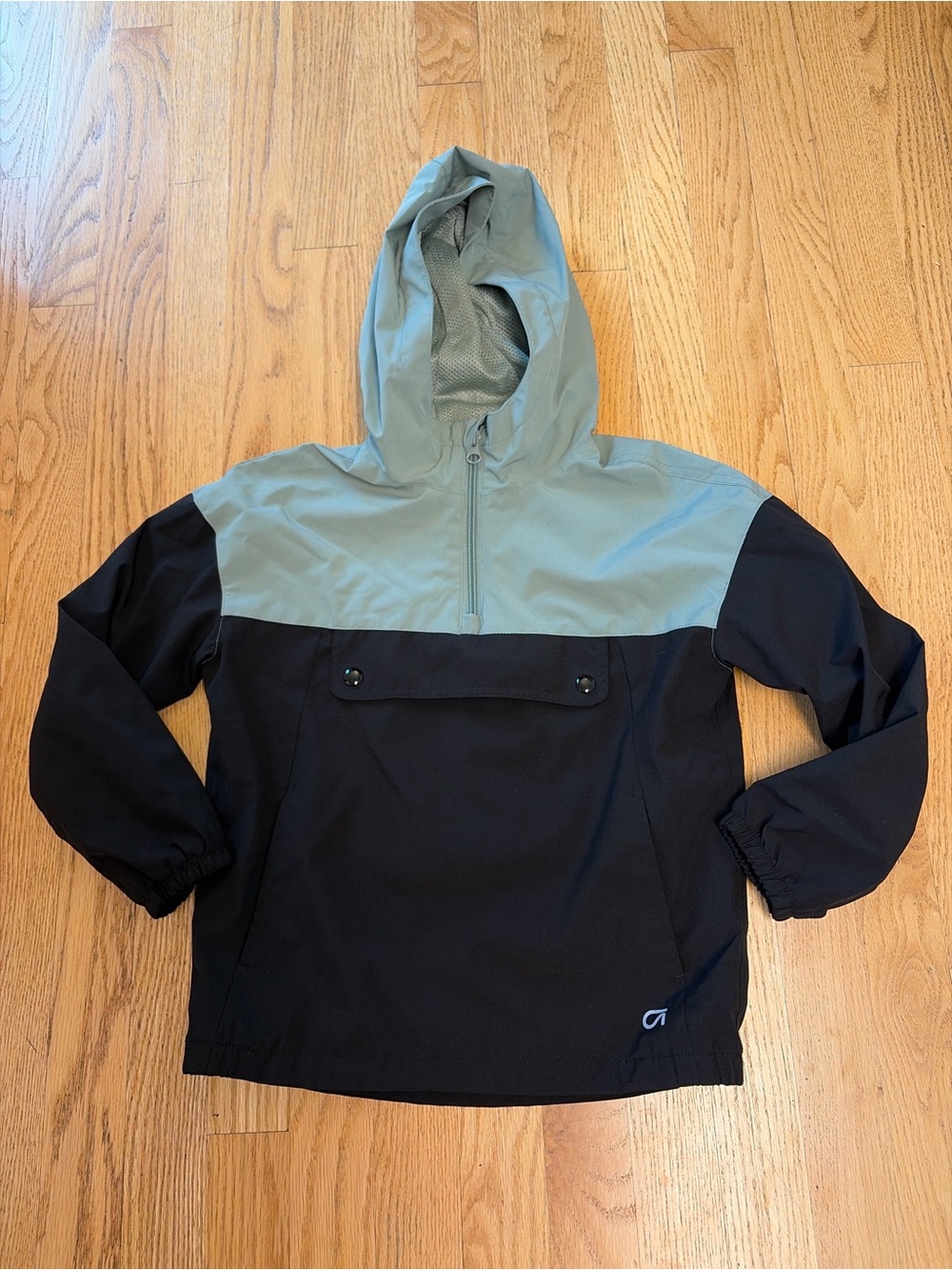GAP Two-Tone Hooded Rain Anorak - Black & Sage